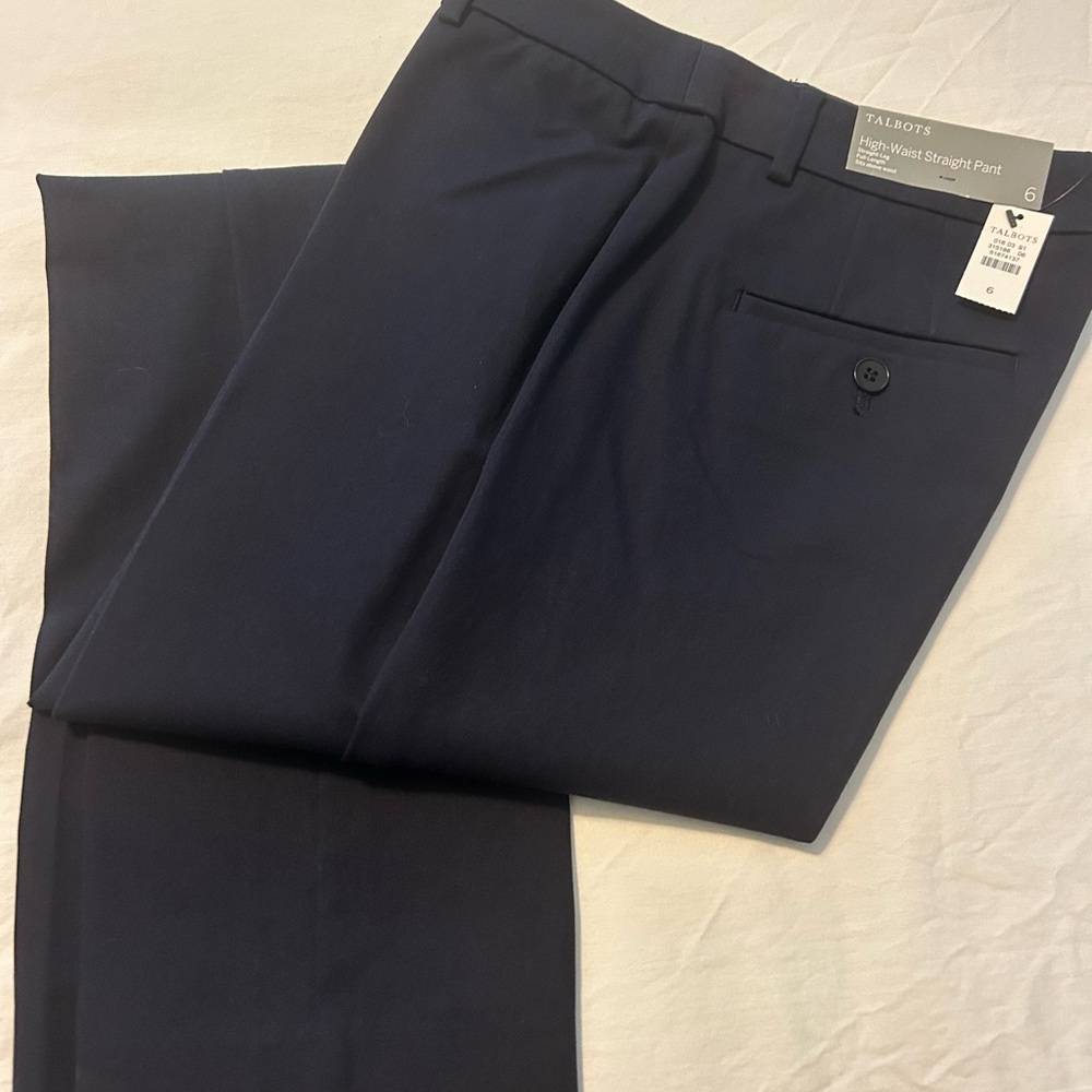 Talbots Navy High-Waist Straight Pants